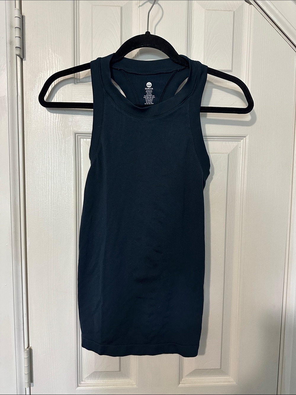 Senita Athletics Navy Ribbed Racerback Tank